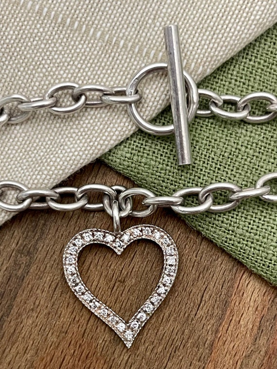 Belcher Link Heart Pendent Solid Sterling 925 Sil… - image 2