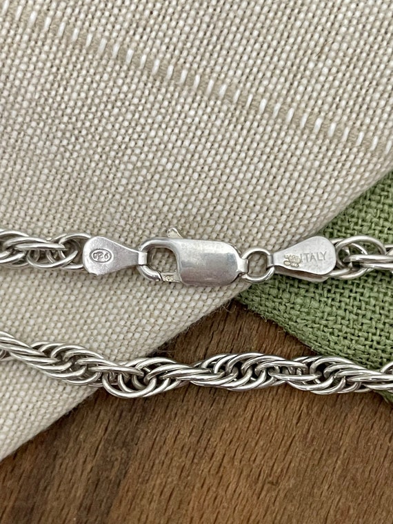 Thick Twisted Rope Solid Sterling 925 Silver Brac… - image 2