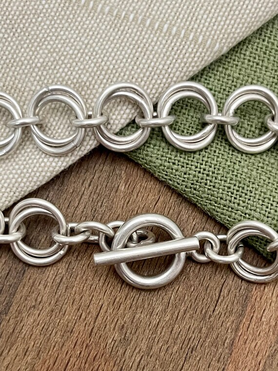 Thick Belcher Link Solid Sterling 925 Silver Brac… - image 1