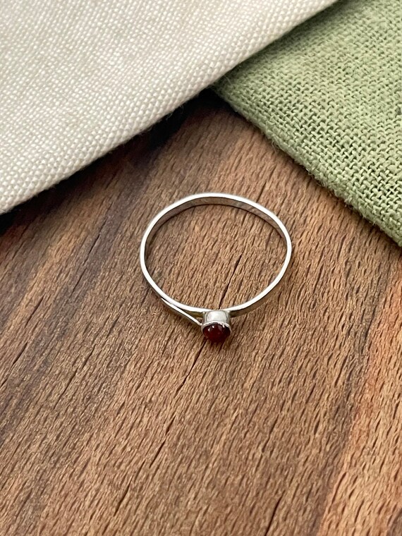 Thin Delicate Orange Glass Solid Sterling 925 Sil… - image 2