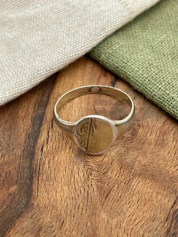 Large Mans ID Shield Solid Sterling 925 Silver Ri… - image 2