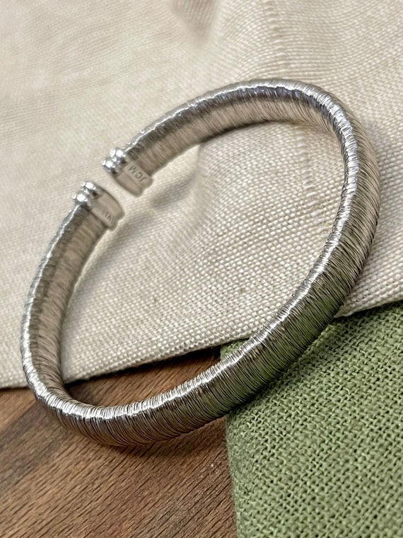 Woven Wire Torque Bangle Bracelet Solid Sterling … - image 1