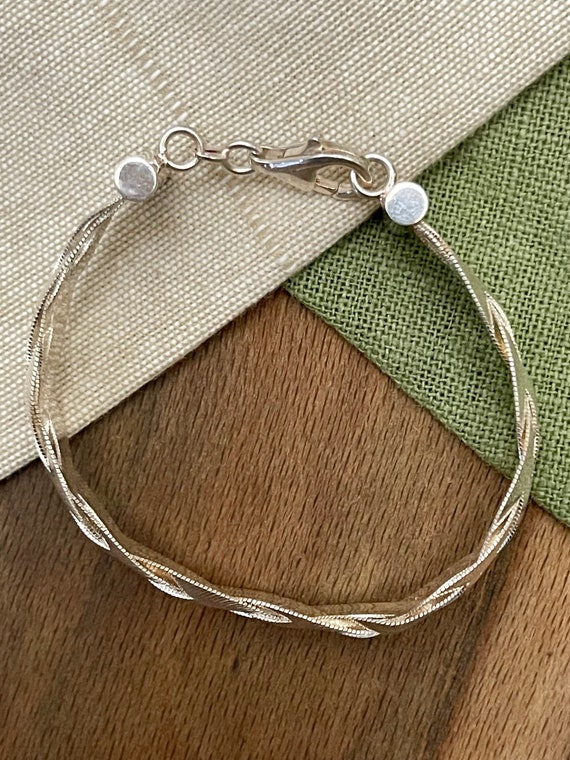 Woven Multi Strand Flat Link Solid Sterling 925 S… - image 4