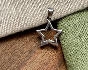 Cute 3D Small Star Gift Pendent Solid 925 Sterling Silver Vintage Jewelry