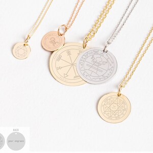 Seal of Solomon Necklace 14K Solid Gold, King Solomon Seal Pendant, Protection Talisman Amulet, Personalized Esoteric Jewelry Gift