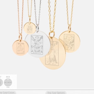 Personalisierte Tarot Karte Halskette aus 14K Gold, Deinty Disc Tag Anhänger Halskette, Mystischer spiritueller Schmuck, Bester Freund Geschenk für Sie / Ihn