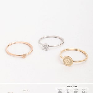 Tiny Itty Bitty Paw Print Ring in 14k 18k Solid Gold, Minimalist Real Gold Pet Lover Minimalist Disc Ring, Animal Delicate Paw Print Ring