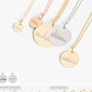 Personalisierte benutzerdefinierte Stadt Halskette 14k Massivgold, Geburtsort Skyline Stadtbild gravierte Anhänger Halskette Reise Liebhaber Geburtstagsgeschenk für sie