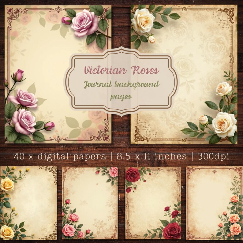 Victorian Roses Junk Journal Pages | Vintage Floral Digital Paper ...