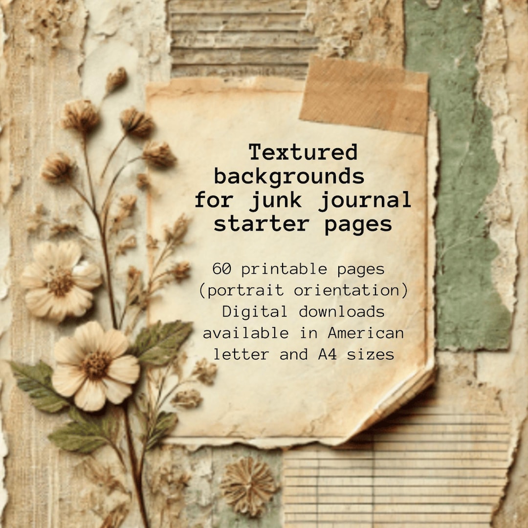 Junk Journal Collage Background Pages | Scrappy Textured Paper Layers ...