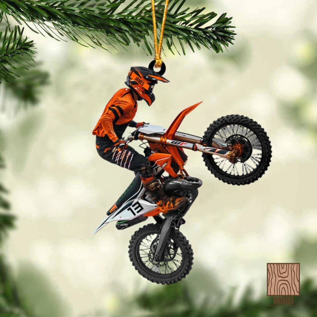 Custom Motocross Lover Ornament, Personalized Dirt Bike Christmas