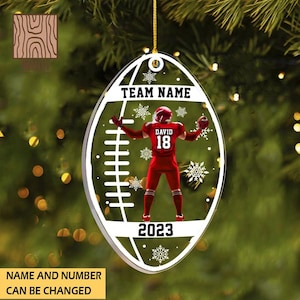 Personalized American Football Player Acrylic Christmas Ornament|Custom Football Team Ornament|Senior Football Keepsake|Football Lover Gifts
