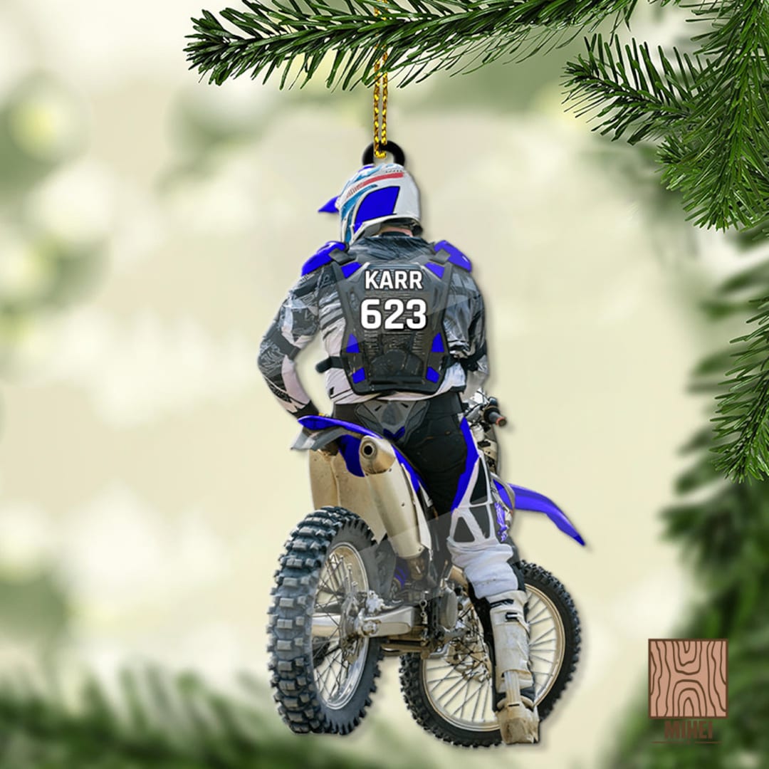 FLAT Motocross Lover Ornament, Personalized Dirt Bike Christmas
