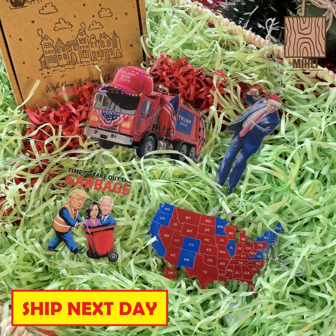 Funny Trump 2024 Ornament Set, Set of 4 President Trump Christmas