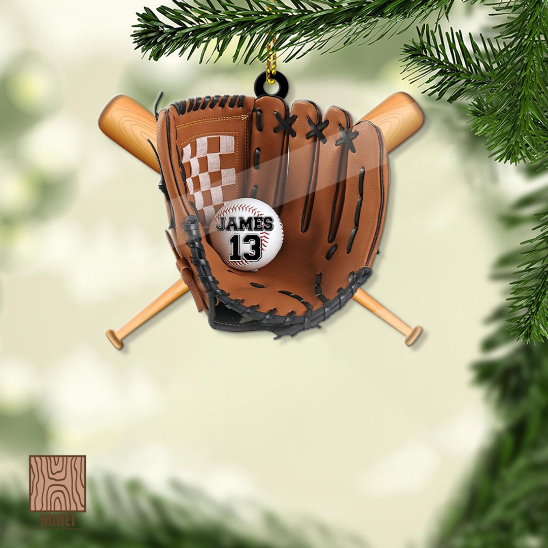 Personalized Baseball Glove Ornament Custom Name Baseball Etsy