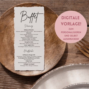 Stilvolle Hochzeitskarten: Personalisierbare Menü & Getränkekarten. Perfekt für deine Hochzeit! Canva-editierbare Vorlage