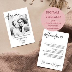 Plantilla editable para pedírsela a tu dama de honor - Tarjeta para la dama de honor - ¿Quieres ser mi dama de honor?