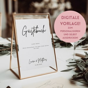 Editable Canva template for a guest book sign - Wedding signs to print yourself - Minimalist wedding