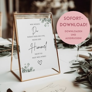Digital template for commemoration at the wedding - Wedding memorial plaque - We know you would be with us if heaven were not so far away
