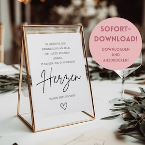 Plantilla digital para conmemoración en la boda - Placa conmemorativa de boda - En memoria de aquellos que no pueden estar allí hoy