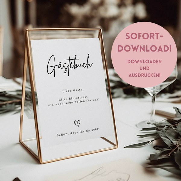 Guest book digital print - PDF to print yourself - Digital download for a wedding sign