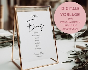 Editable Canva template table number - table number as PDF to print yourself - modern table number