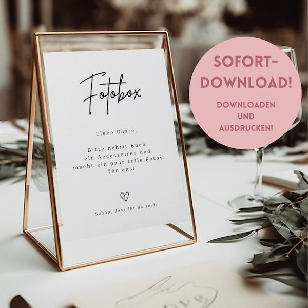 Photo box digital print - PDF to print yourself - Digital download for a wedding sign