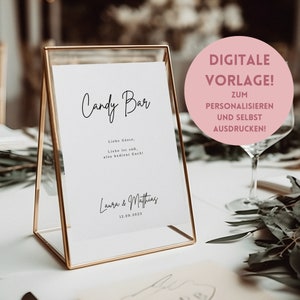 Digital template for a candy bar sign - Wedding signs to print yourself - Minimalist wedding