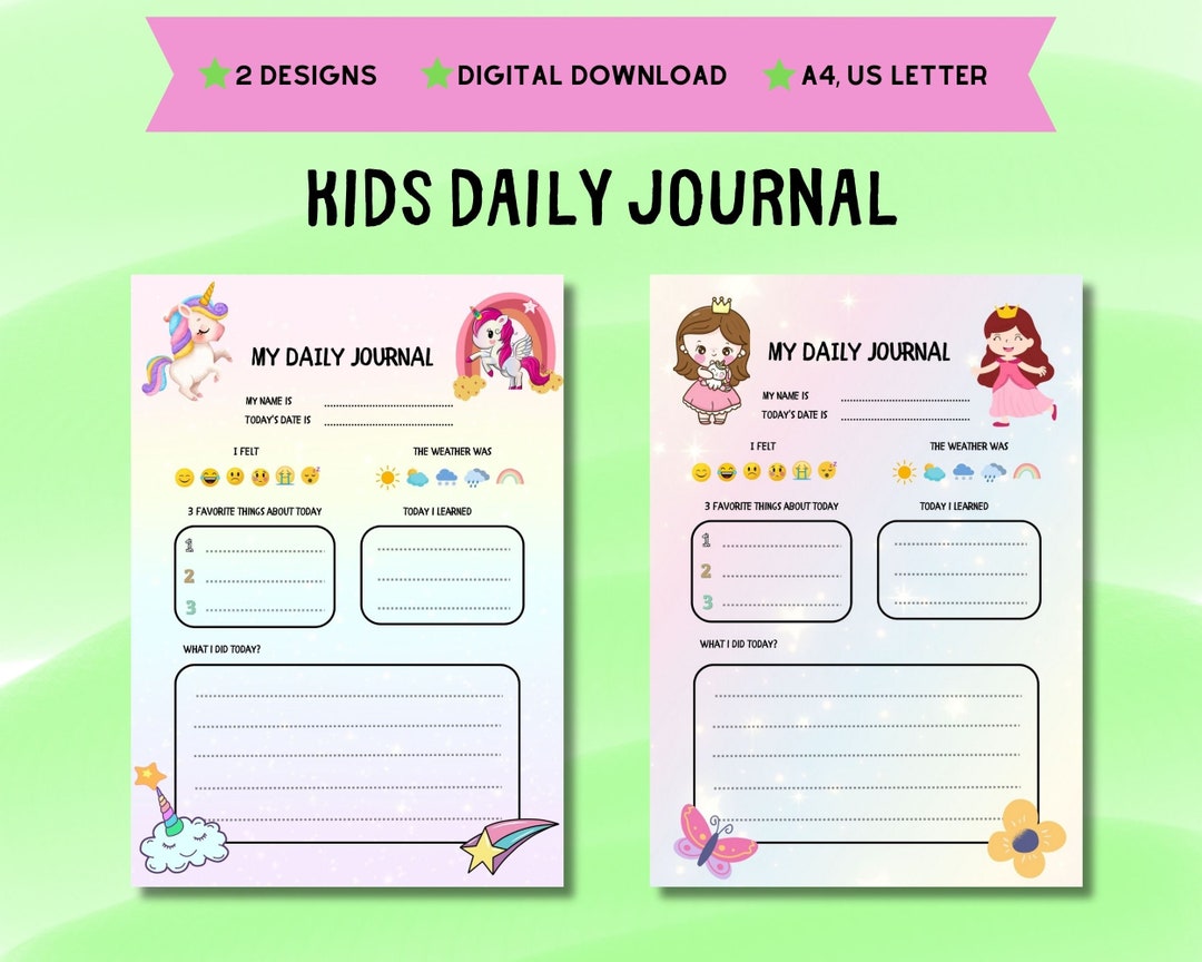 Kids Daily Journal Printable Kids Journal Printable - Etsy