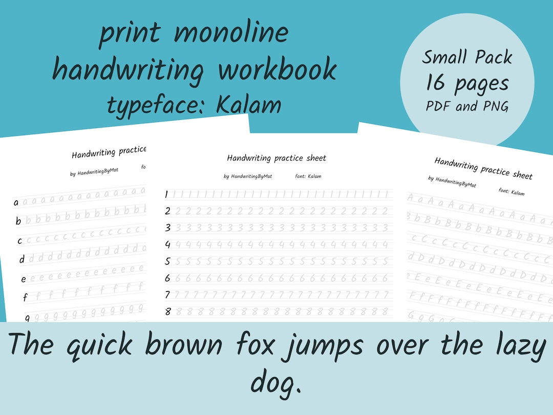 Handwriting Worksheets, Monoline Print Lettering, Procreate Handwriting