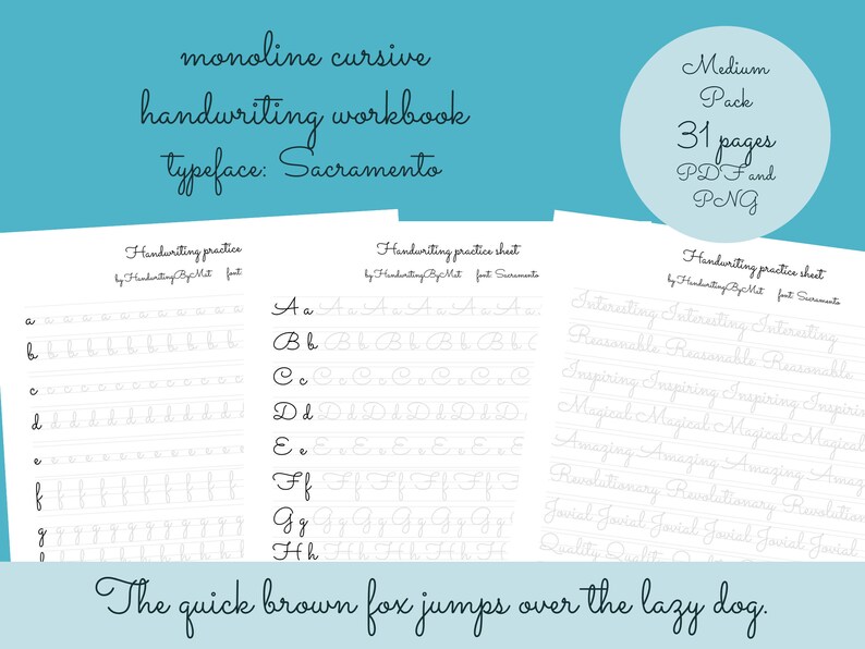 Cursive Handwriting Worksheets, Monoline Script Lettering, Procreate ...