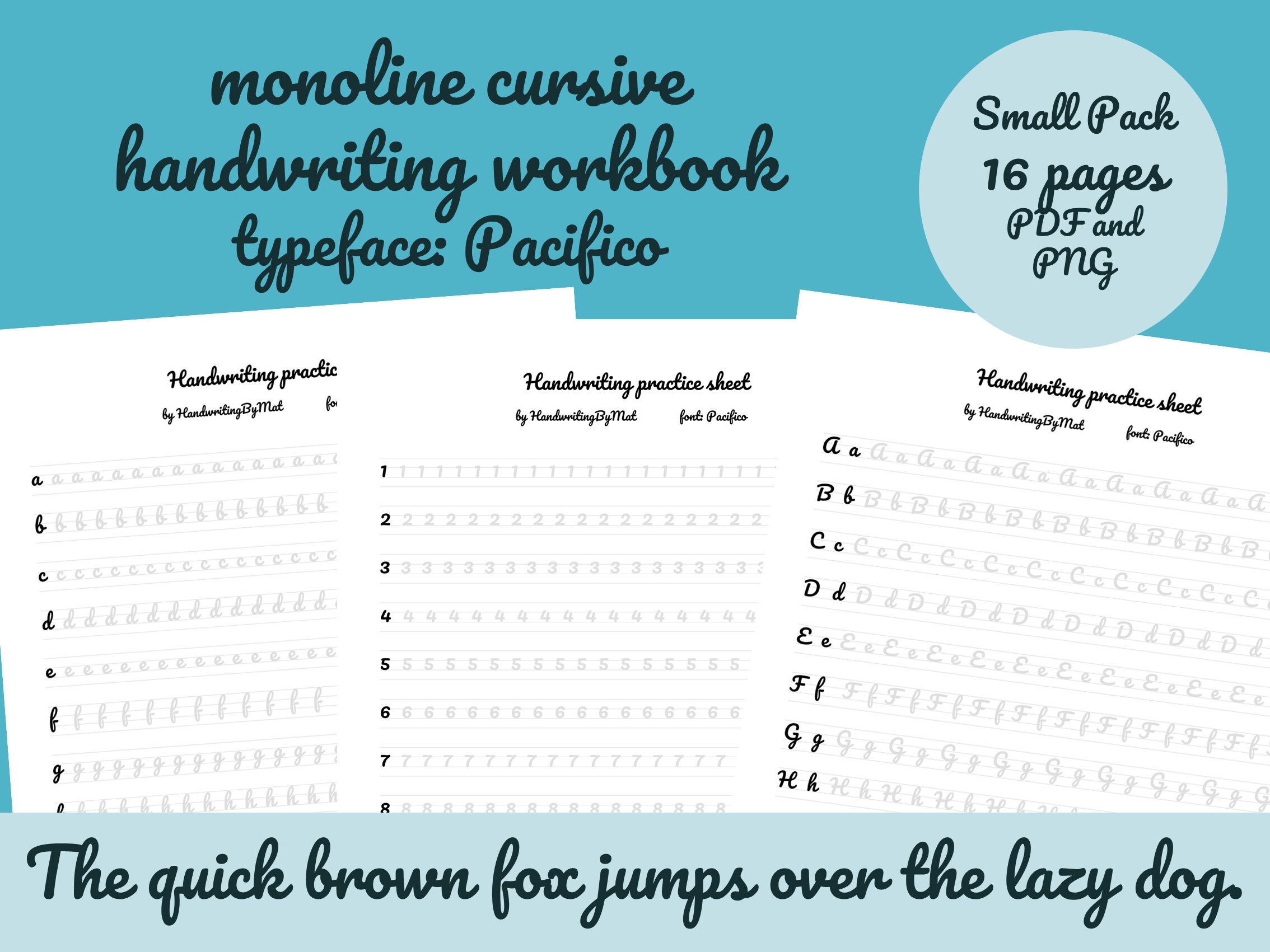 Cursive Monoline Handwriting Worksheets, Monoline Script Lettering