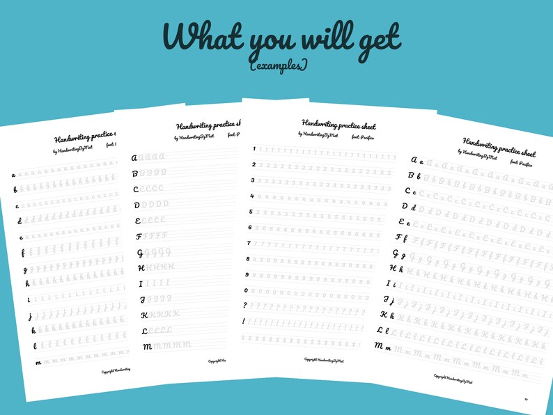 Cursive Monoline Handwriting Worksheets, Monoline Script Lettering