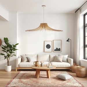Gran Lámpara Colgante Minimalista en madera de cartón para una decoración natural y de diseño (¡Se entrega en Kit para montar!)