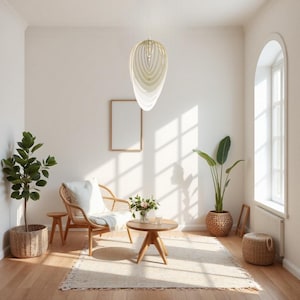 MIZU - Lámpara colgante ecológica fabricada en madera de cartón para una decoración natural y de diseño. (¡Se entrega como kit para montar!)
