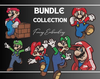 Mario & Luigi - Pack of 39 Designs - Embroidery Designs- Bonus Free embroidery Guide Ebook