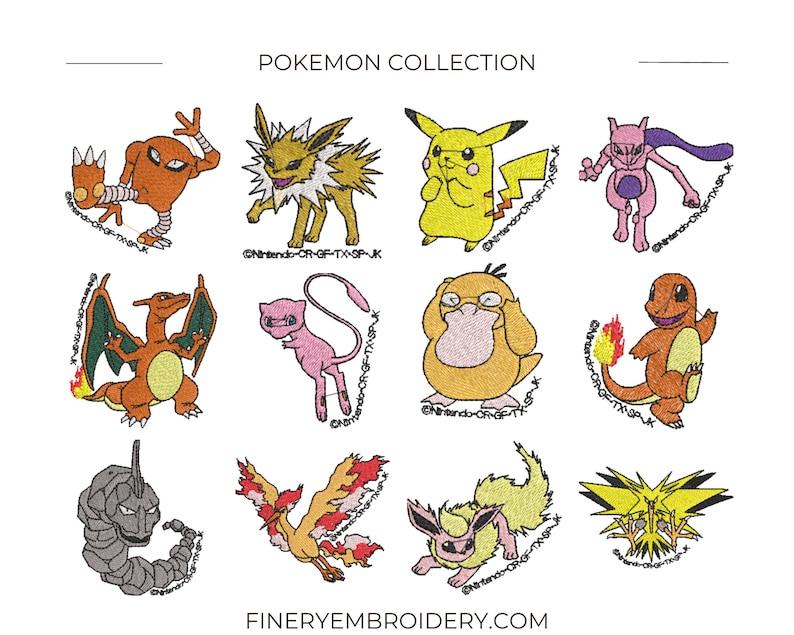 Lower price on fineryembroidery.com. Pokemon Pack Embroidery Design, bundle of 51 designs image 7