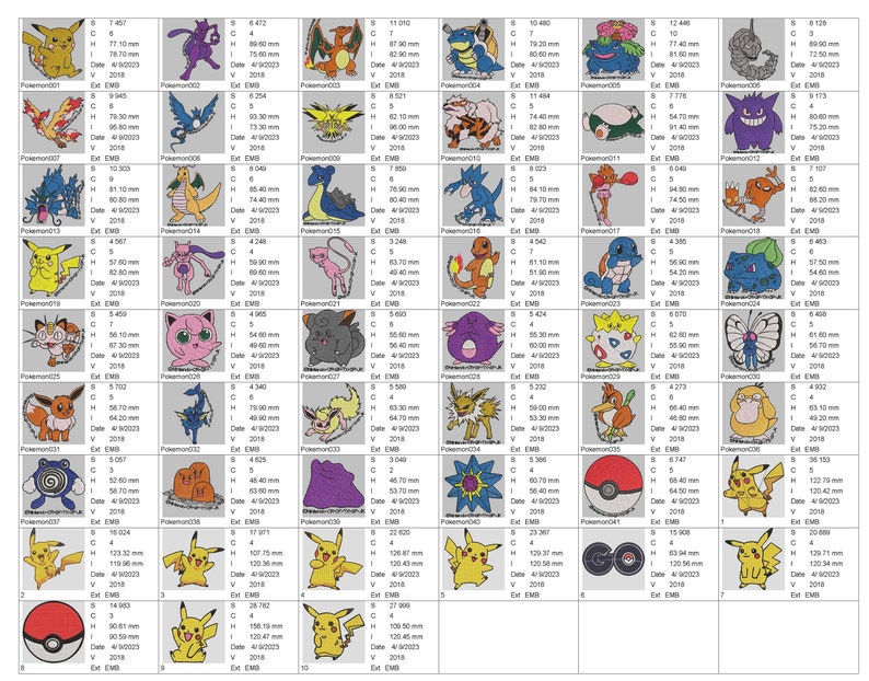 Lower price on fineryembroidery.com. Pokemon Pack Embroidery Design, bundle of 51 designs image 3