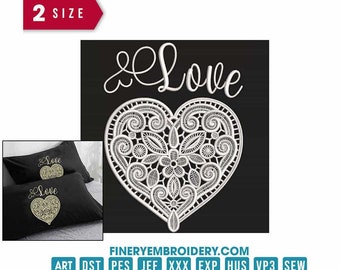 Valentine's Day Heart : Embroidery Design Free Standing Lace