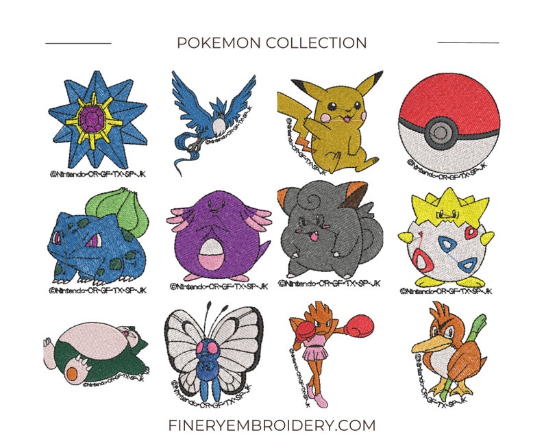 Lower price on fineryembroidery.com. Pokemon Pack Embroidery Design, bundle of 51 designs image 6