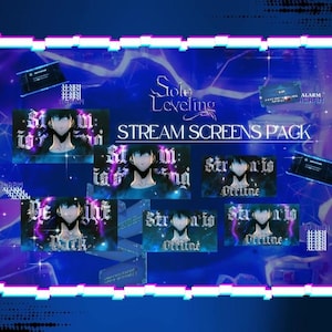 Solo Leveling Animated Screens Pack | Solo Leveling/Anime Screens/Sung Jinwoo/Anime Overlays/Anime Emotes/Badges/Graphic Pack/Blue/Warrior