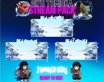 Giyu Tomioka Animated Stream Alarms: Anime Twitch Overlays (PDF)