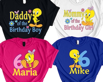 Birthday Girl , Birthday Boy , Tweety ,Yellow Bird , Girl family matching Tshirt, gift tshirt