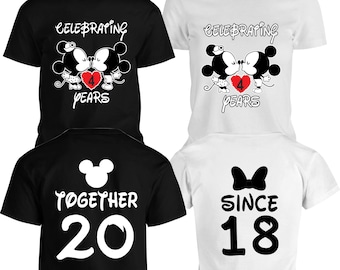 Mini Celebrating Mouse Our Anniversary at Disney with custom together/since ,married/since couples matching valentine family matching tshirt