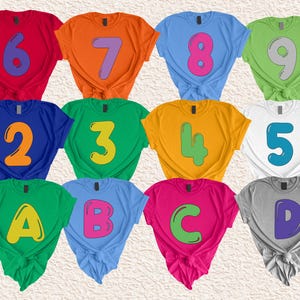 Numbers and Alphabetic kids  blocks school group  Halloween Costume Shirts, Game Cards Cosplay, Costume Halloween Group Shirts, Group Shirt
