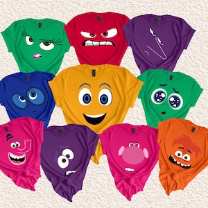 Joy Anger Sadness faces Halloween Costume Christmas , Birthday Characters ,Game Theme vacation matching tshirt
