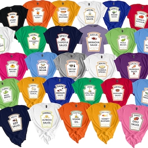 Group Condiments Shirts | Matching Condiment Halloween Costume Party Shirt Softball Tournament Tshirt | Adults Youth Ketchup Ranch
