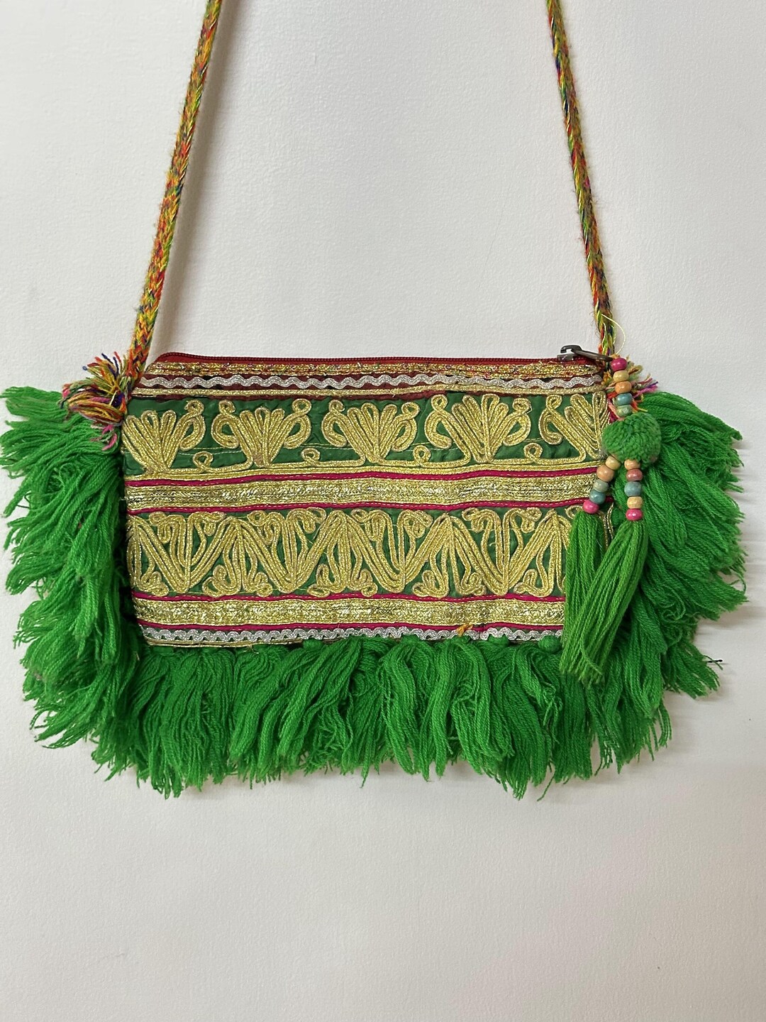 Multicolor - Banjara Vintage Embroidery Beadwork Suede Leather Wallet