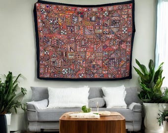 Vintage Banjara Patchwork Tapestry, Tradycyjny indyjski materiał ścienny
