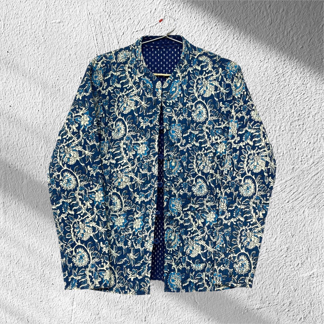 Designer Quilted Jacket,unisex Jacket,hand Block Printed Quilted ...
